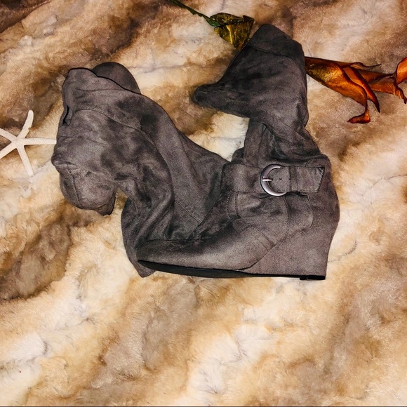 Aldof gray wedge heel boots - Picture 4 of 7